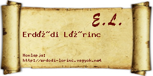 Erdődi Lőrinc névjegykártya