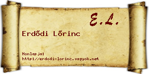 Erdődi Lőrinc névjegykártya